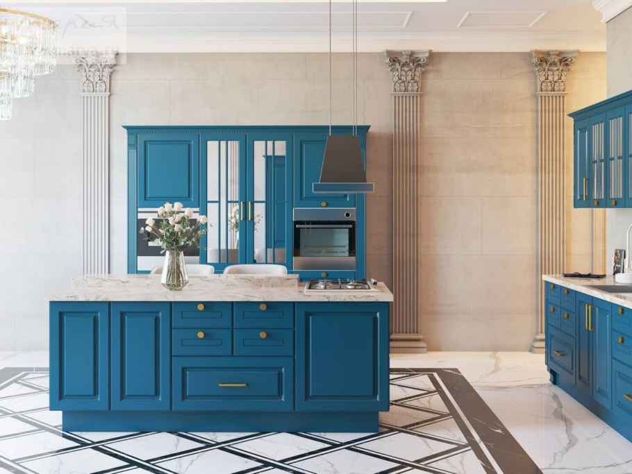 Мария кухни Николь синий ясень