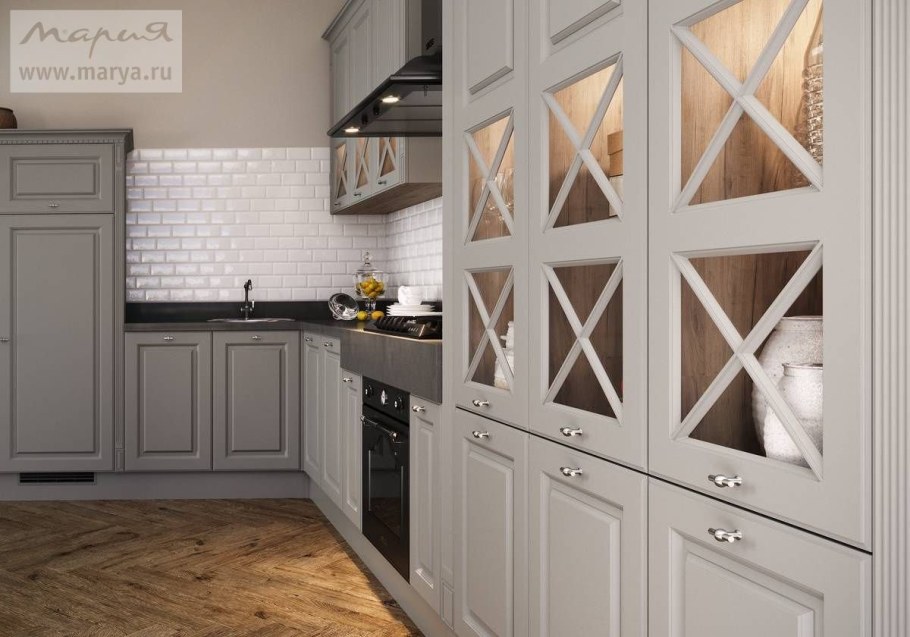 Кухня Мария в цвете серый ясень фасады Николь