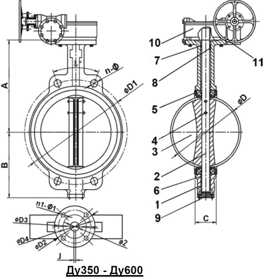 Затвор 600 дисковый поворотный чертеж