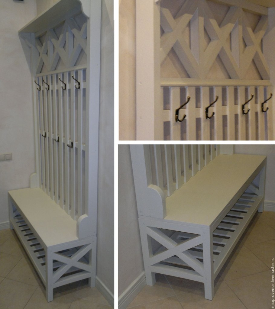 Вешалка в прихожую настенная из дерева в стиле Прованс