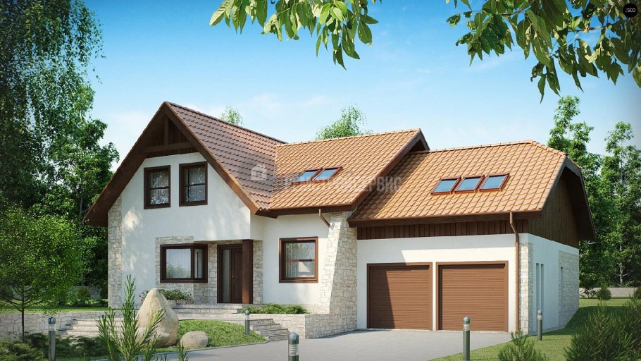 Z500 дом с мансардой с гаражом