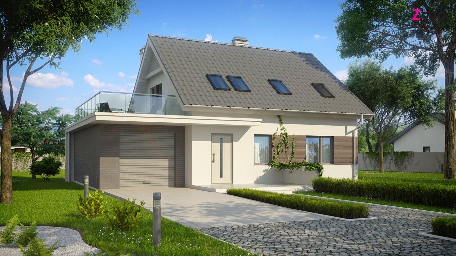 Дом с мансардой и террасой над гаражом