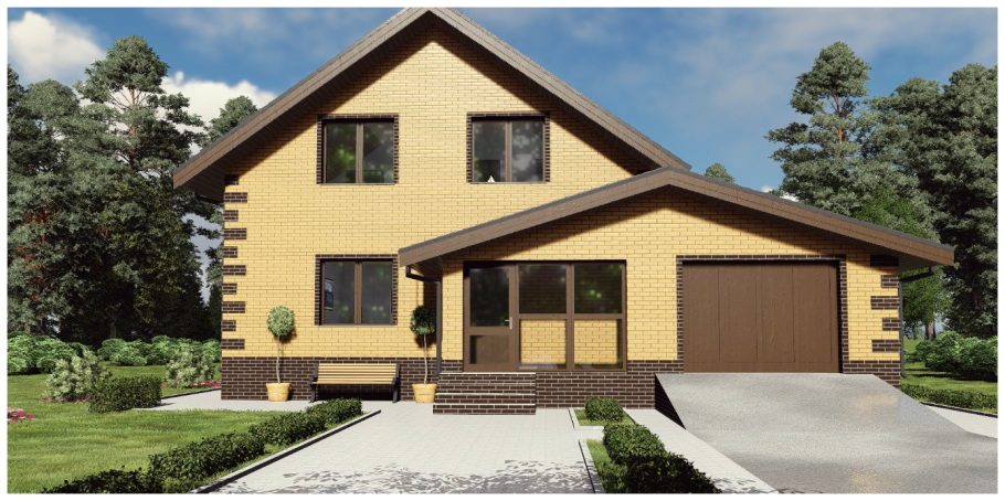 Одноэтажный дом из блоков с гаражом