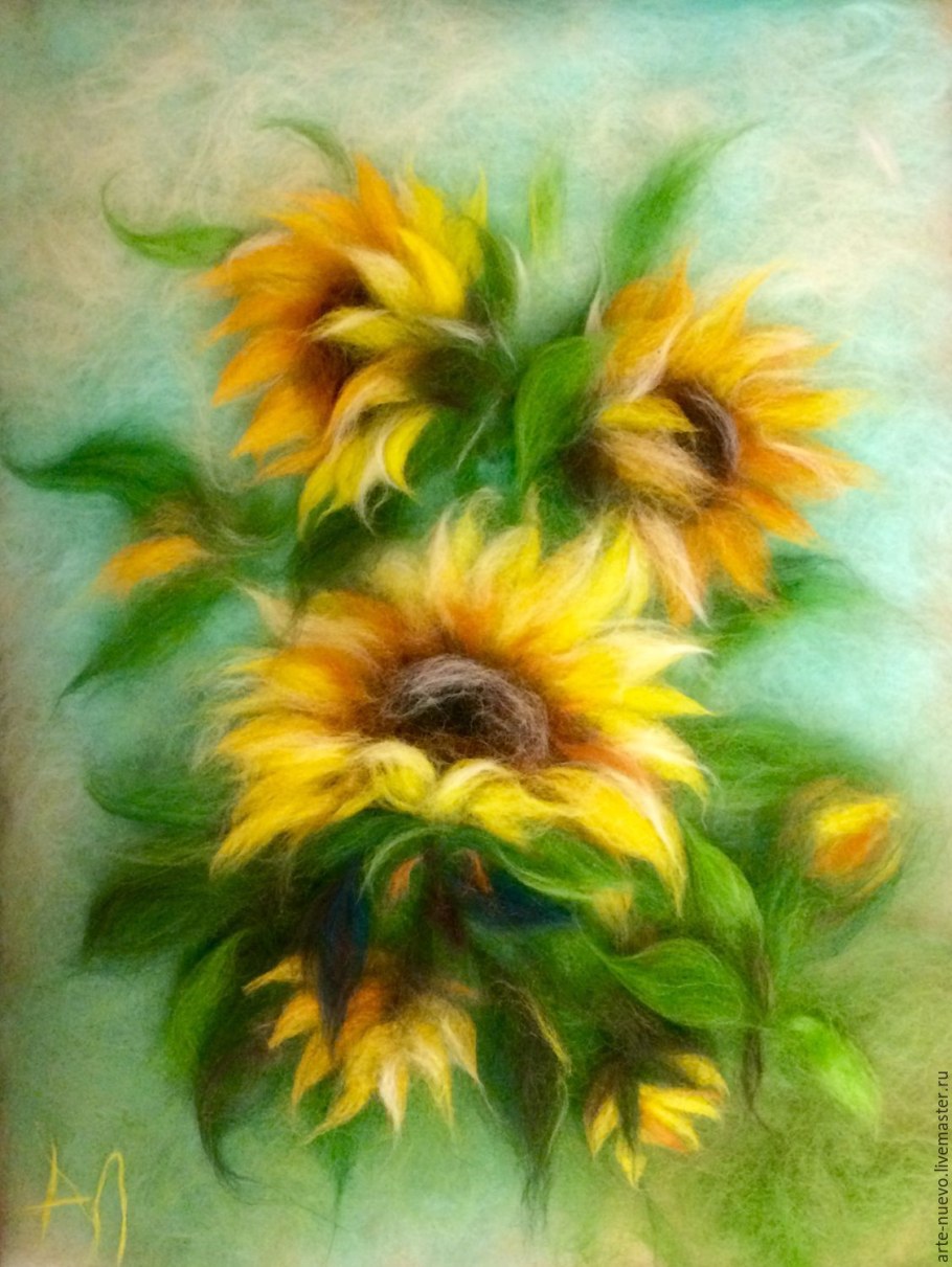 Шерстяная акварель цветы Анны Синьковой