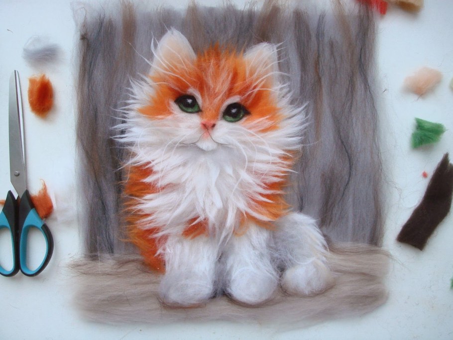 Шерстяная акварель кот