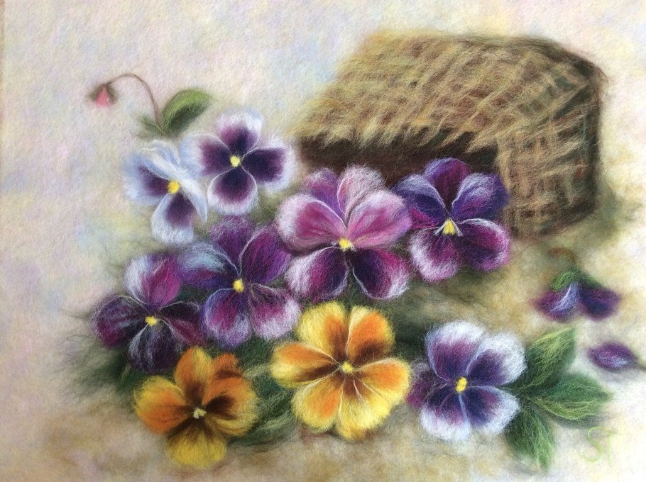 Шерстяная акварель цветы Анны Синьковой