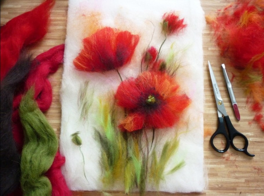 Картина из шерсти маки мастер класс