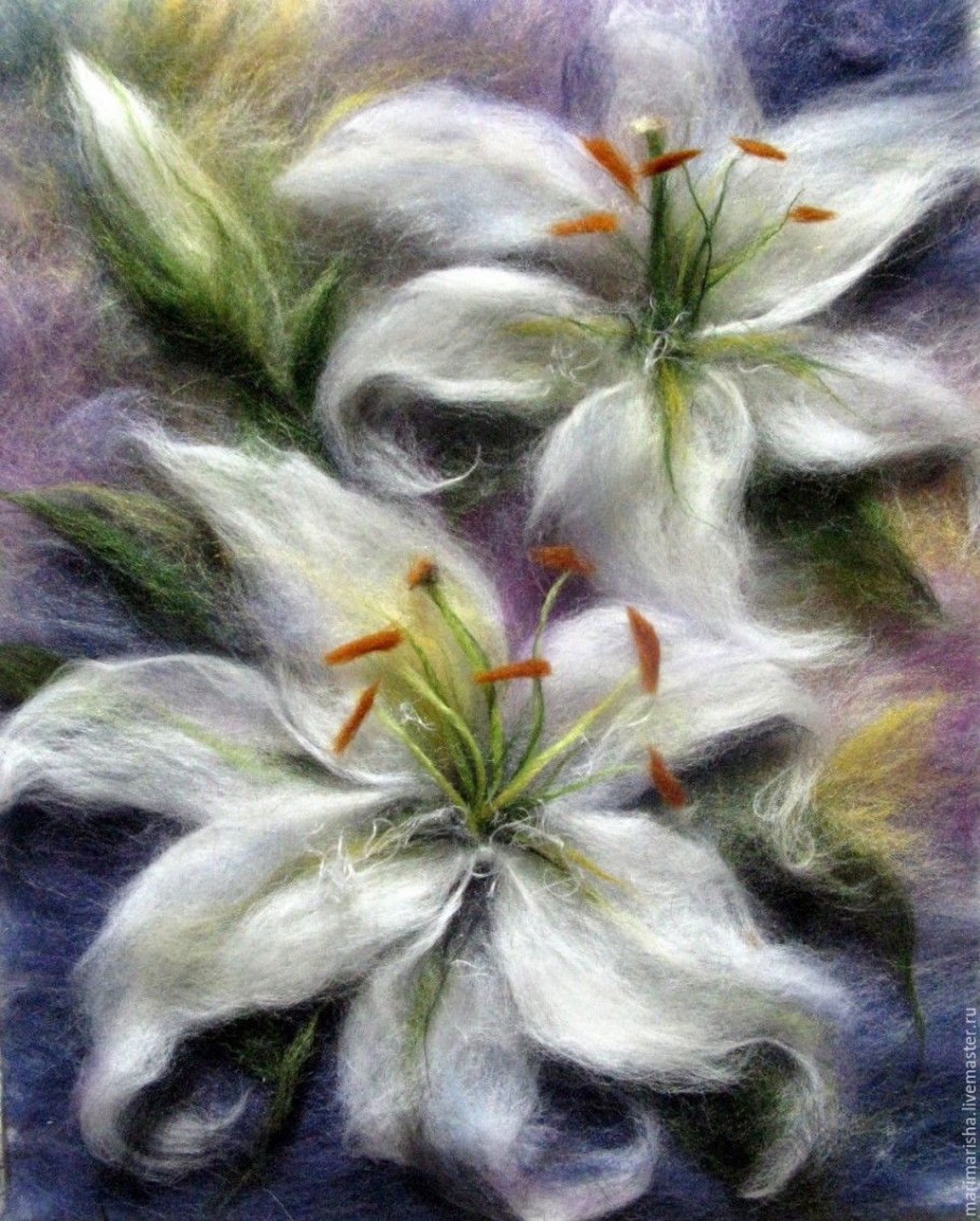 Шерстяная акварель цветы Анны Синьковой