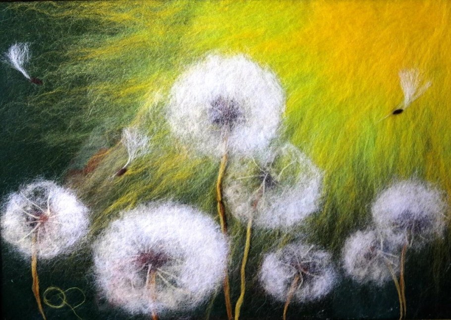 Живопись шерстью одуванчики