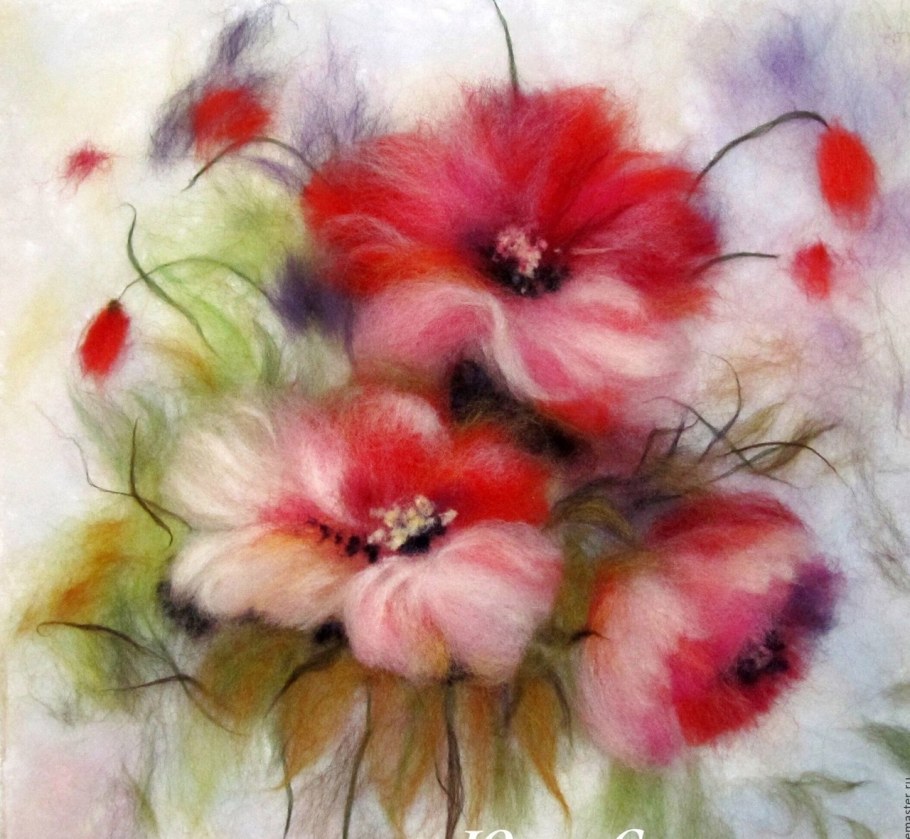 Шерстяная акварель цветы