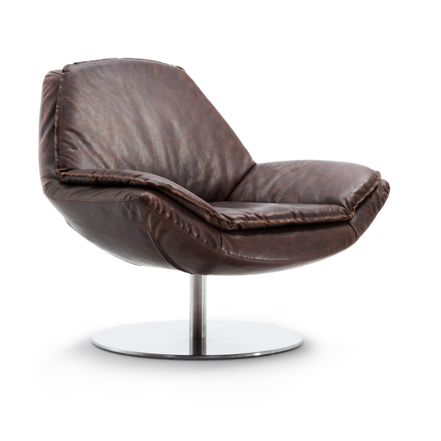 Кресло круглое кожаное