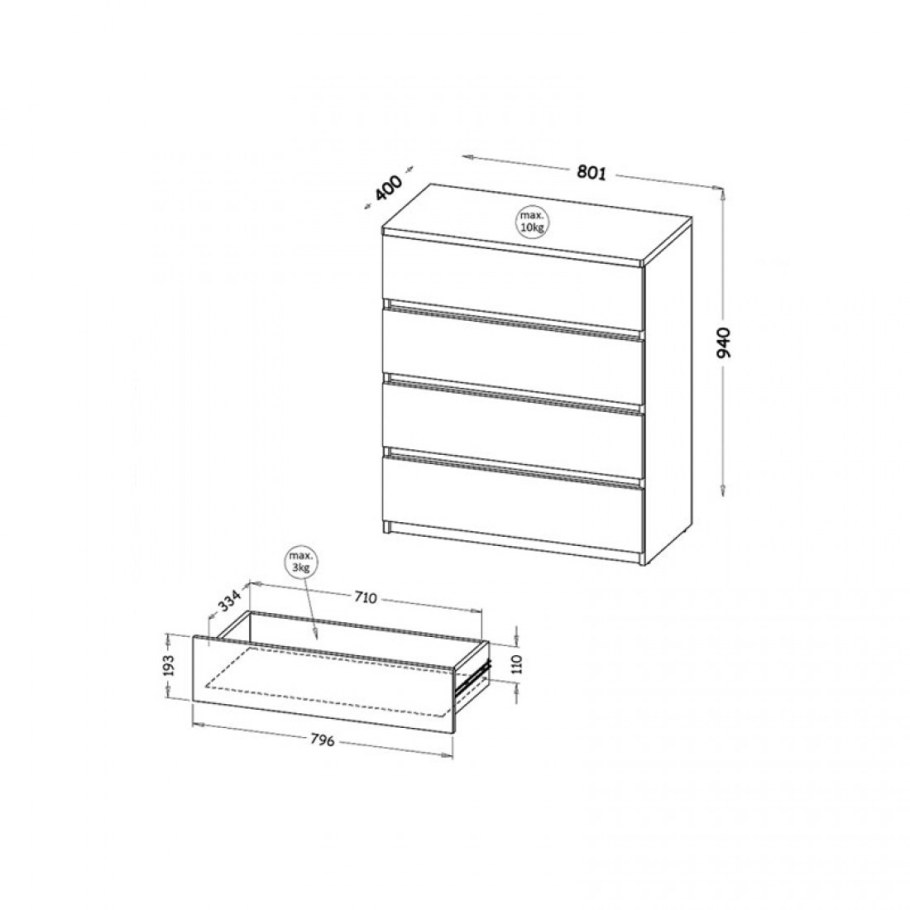 Arca ar5 комод дуб Вотанбелый (Польша)