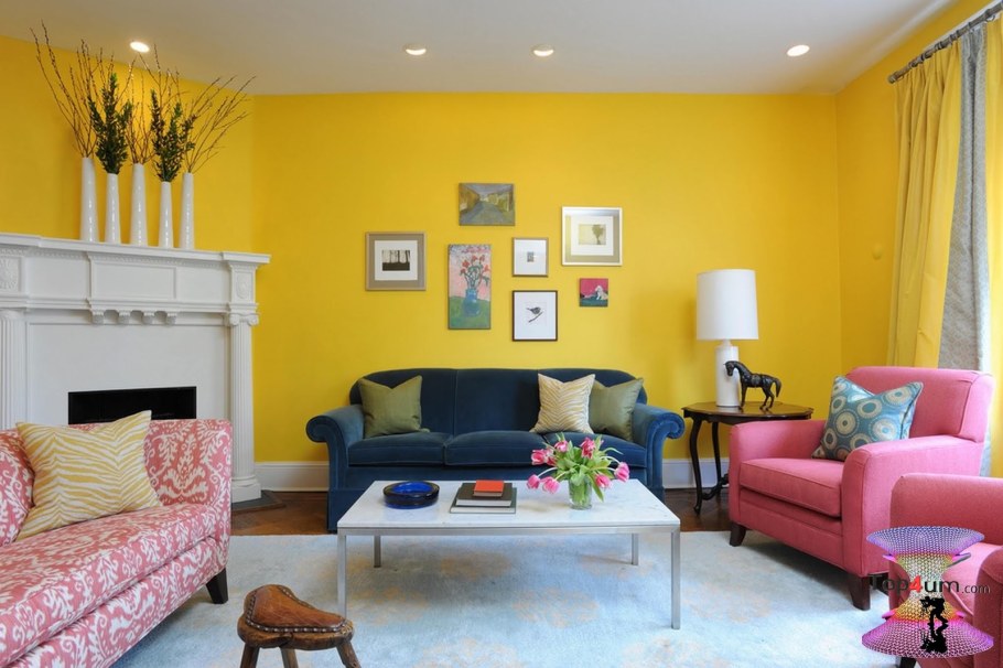 Желтые стены в интерьере