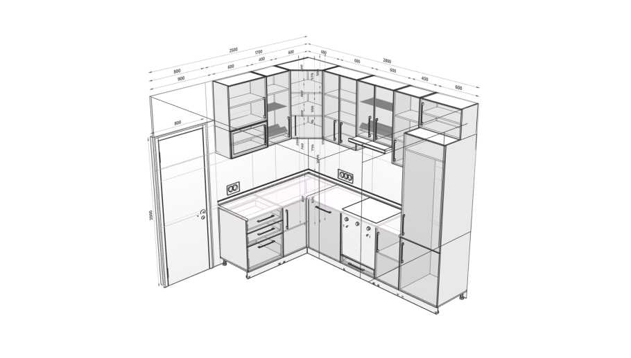 Чертежи кухонных гарнитуров угловых с размерами в хрущевке ,1600-2000мм