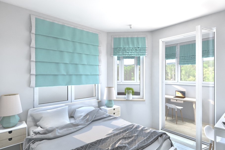 Римские шторы бирюзовые