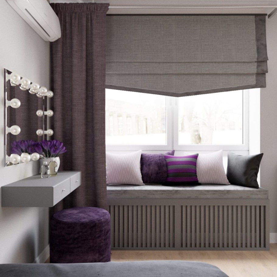 Сочетание римских штор с обычными