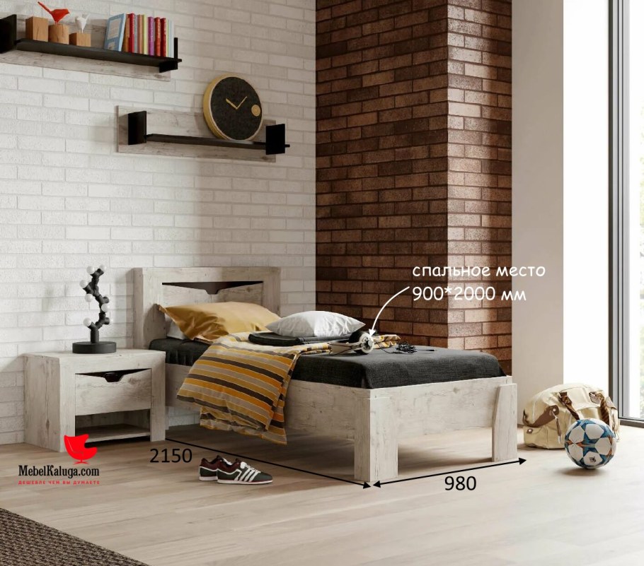 Кровать Сорренто дуб Бонифаций