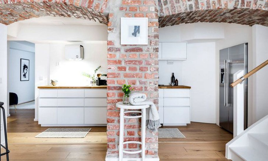 Арка из кирпича в интерьере