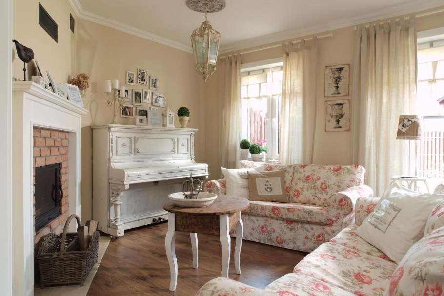 Шебби Шик в интерьере гостиной
