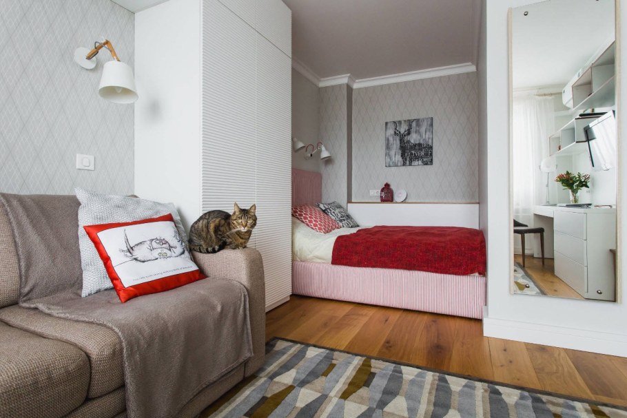 Однокомнатная квартира 33 кв.м зонирование