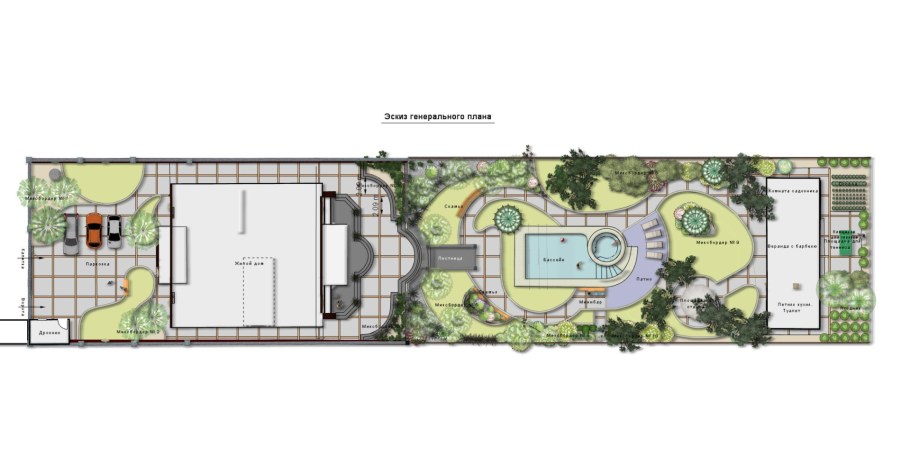 Планировка узкого длинного участка 20 соток