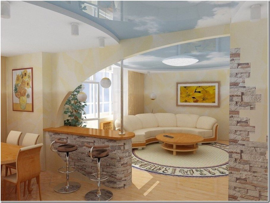 Арка между кухней и гостиной