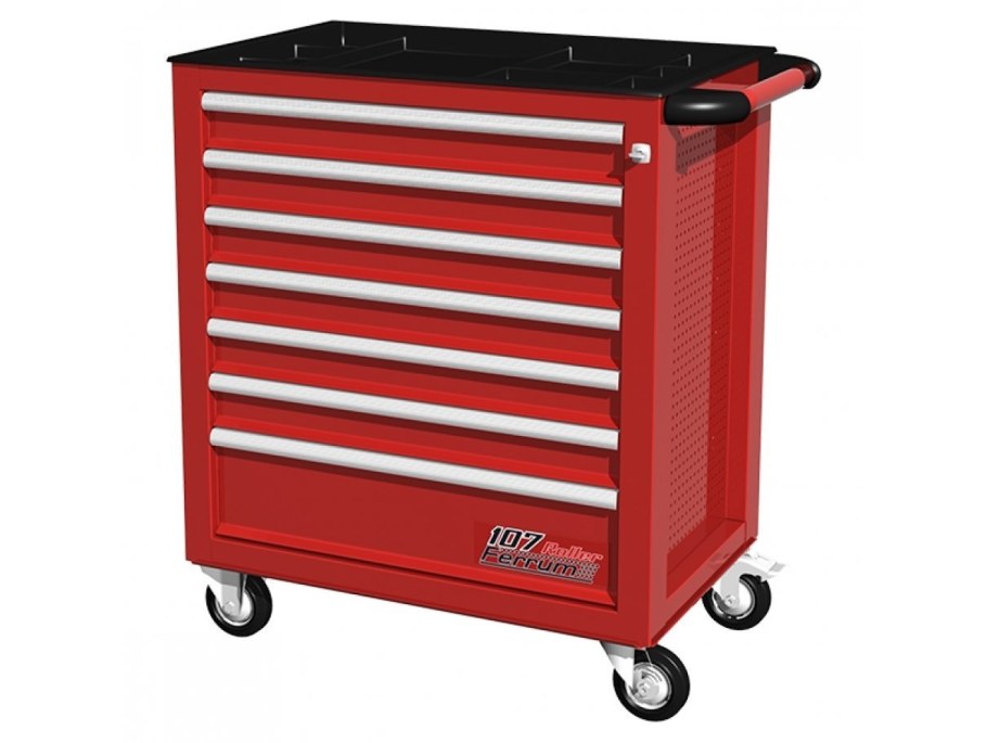 Тележка инструментальная, 7 ящиков, красная Ferrum 02.107r-3000