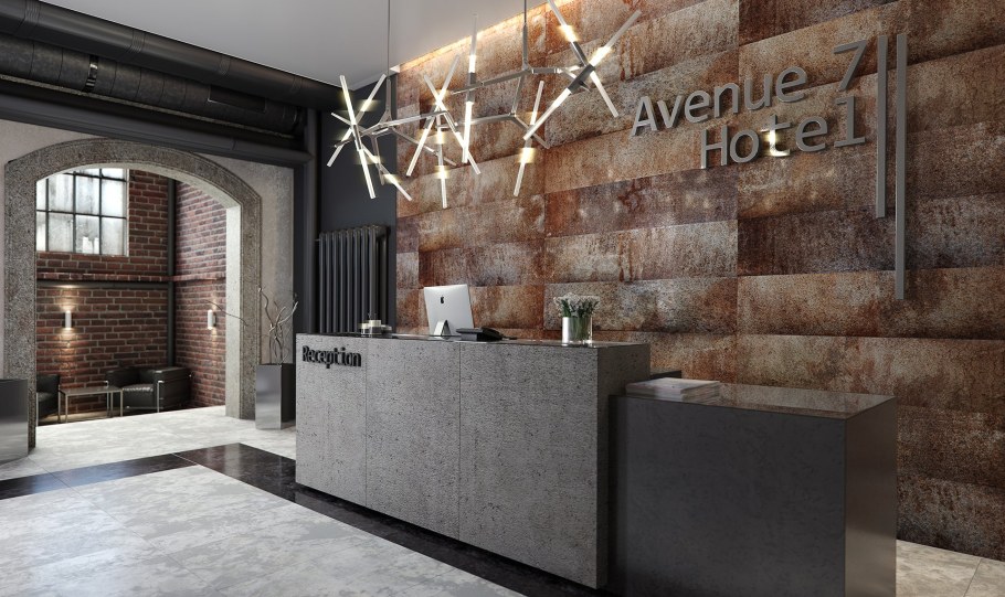 Стойка ресепшн лофт в лобби