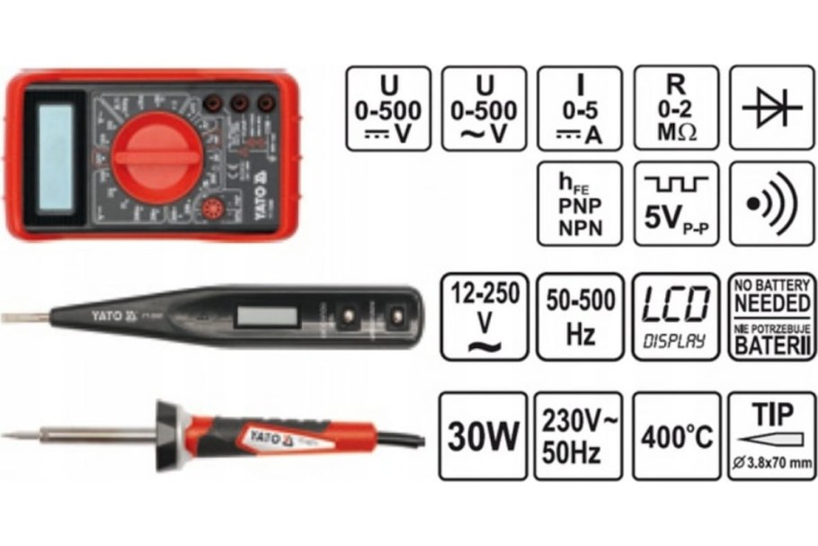Набор инструментов электрика Yato 68пр. Yt-39009