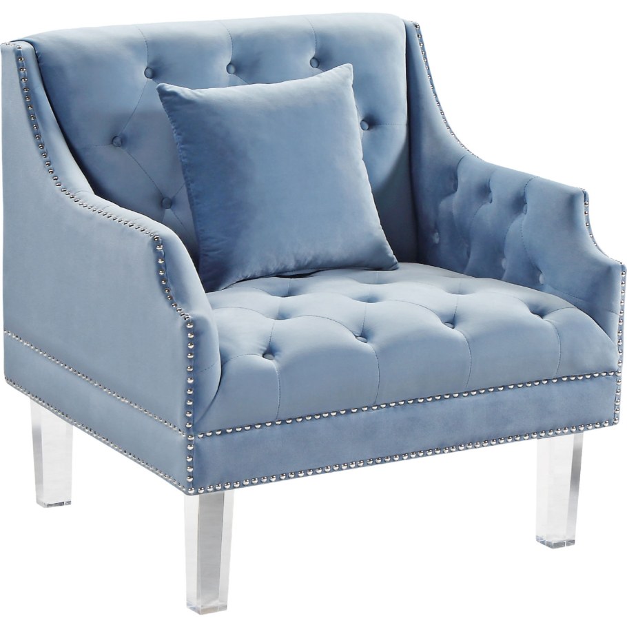 Tress Azure Blue Velvet Chair