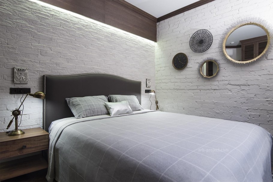 Декоративный кирпич в спальне