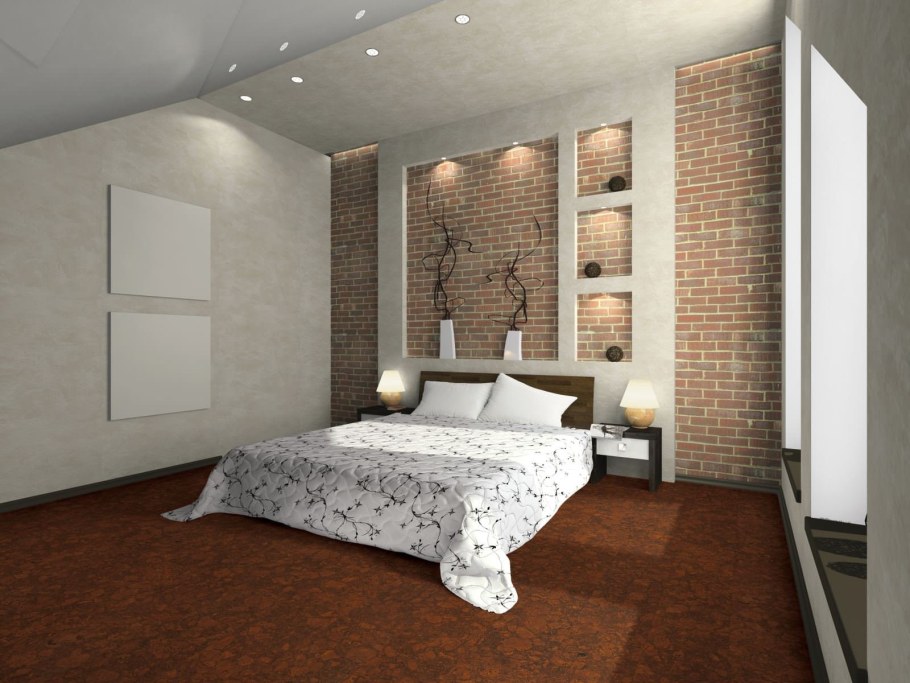 Декоративная плитка в интерьере спальни