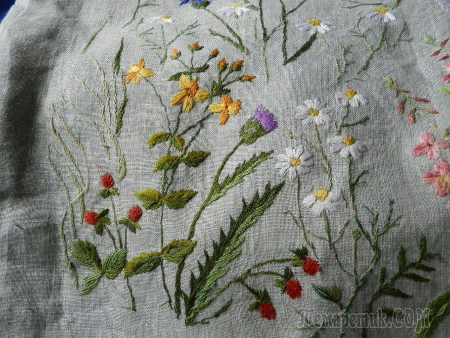Вышивка на льне