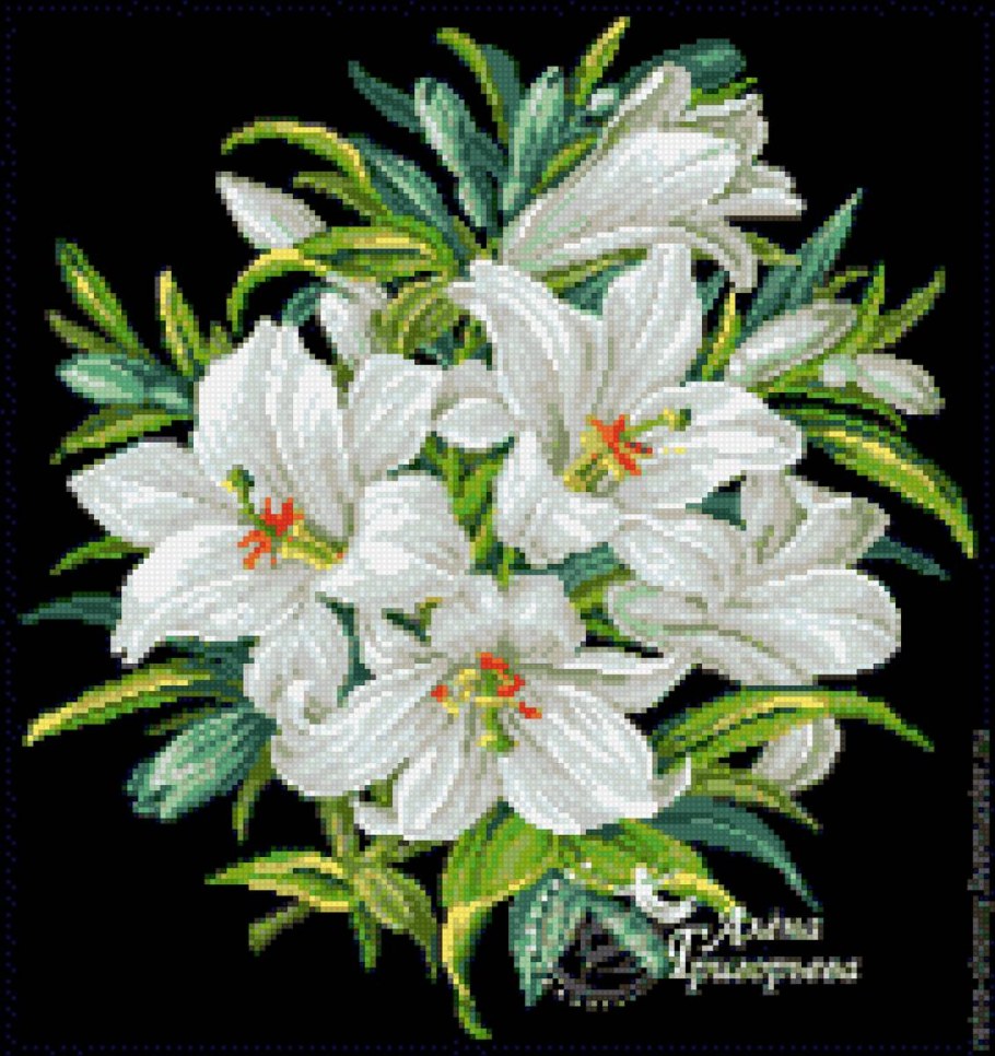 Вышивка крестом цветы лилии