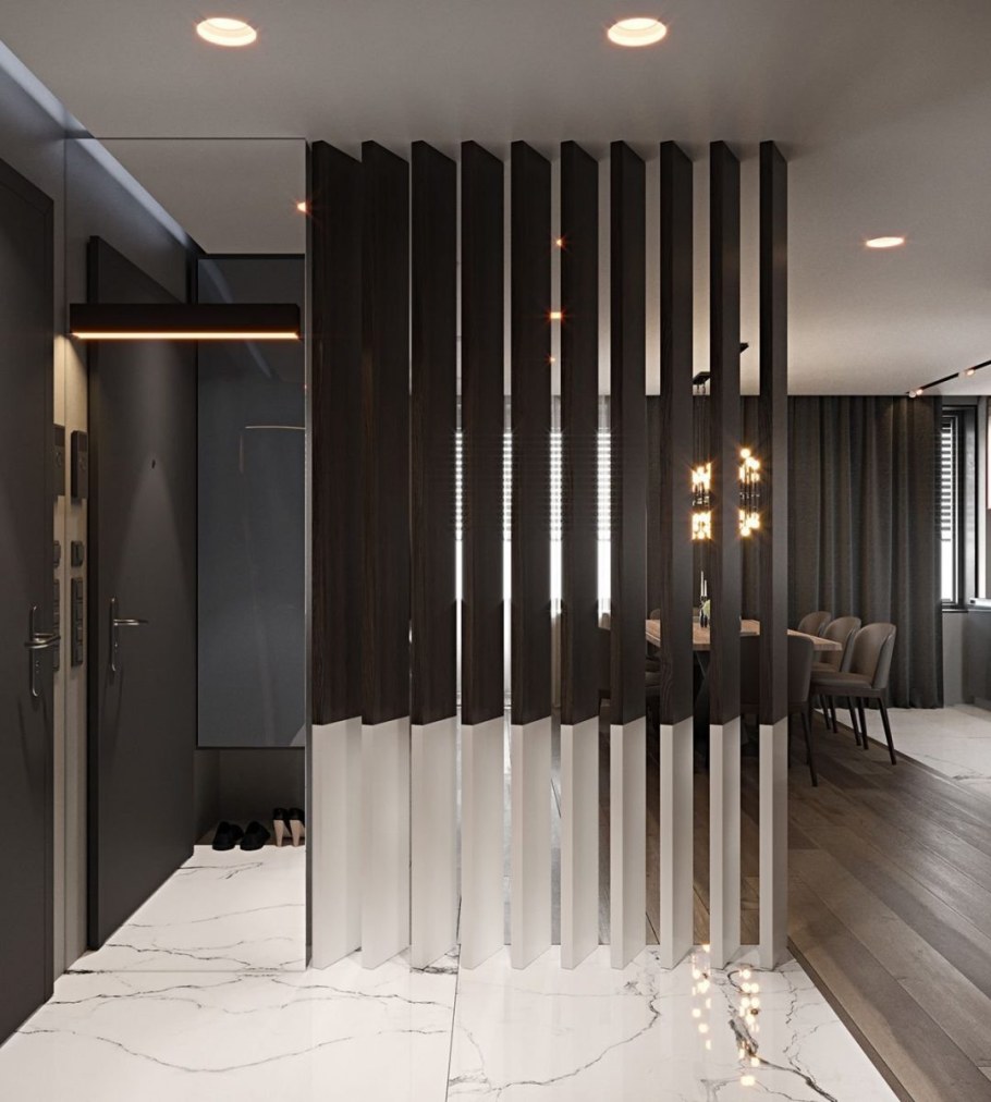 Реечная перегородка для зонирования комнаты