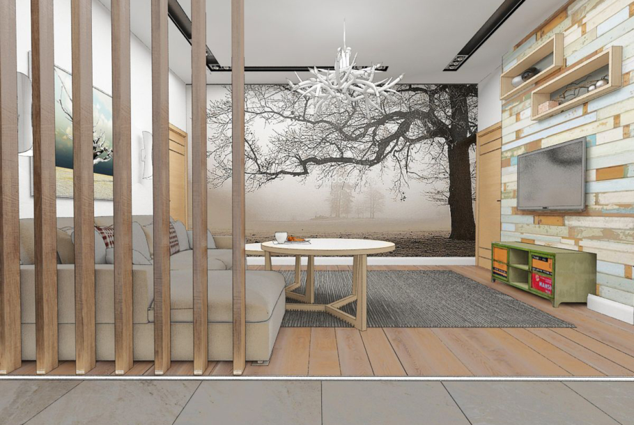 Реечная перегородка для зонирования