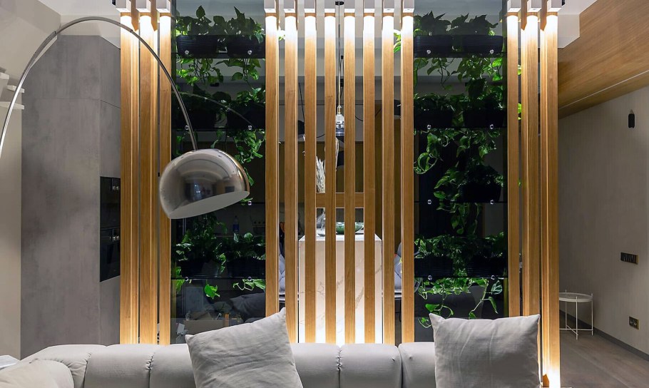 Деревянные рейки в интерьере