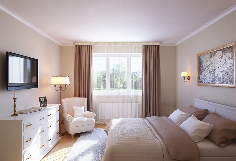 Карнизы в интерьере спальни