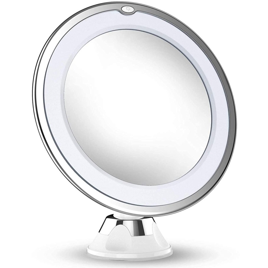 Kostlich Lighted Makeup Mirror - Rechargeable led Tabletop Vanity Mirror with 10x Magnification Mini Cosmetic Mirror