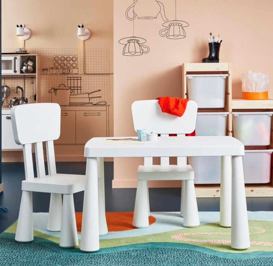 Стол и стулья маммут ikea