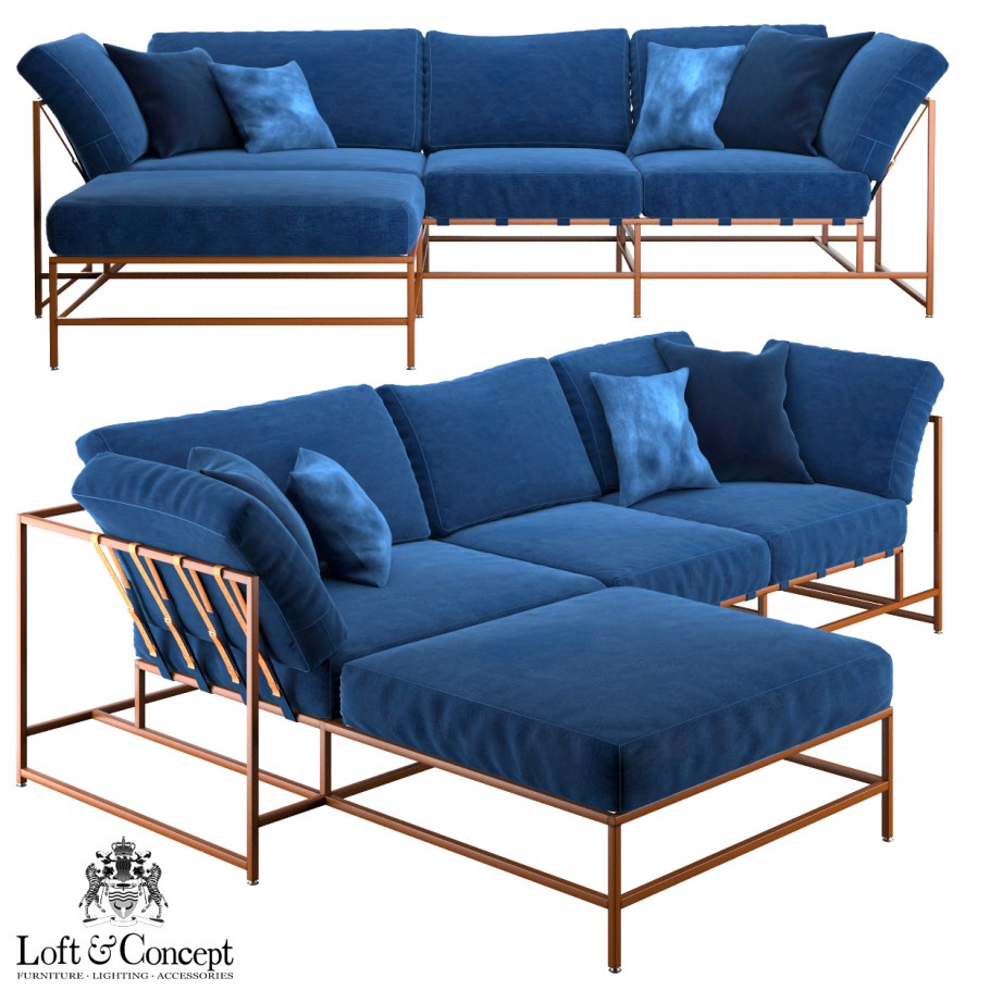 Indigo Denim and Copper Sectional