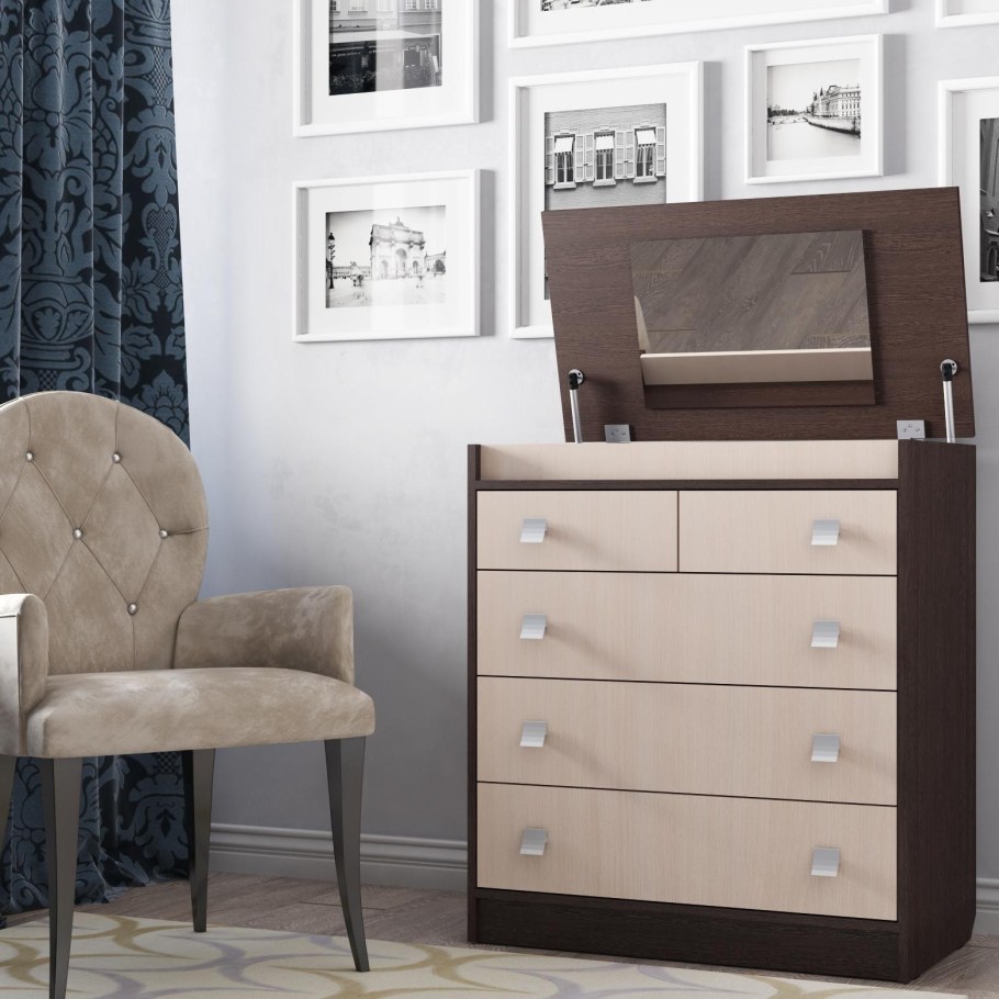 Комод к1 с зеркалом цвет дуб