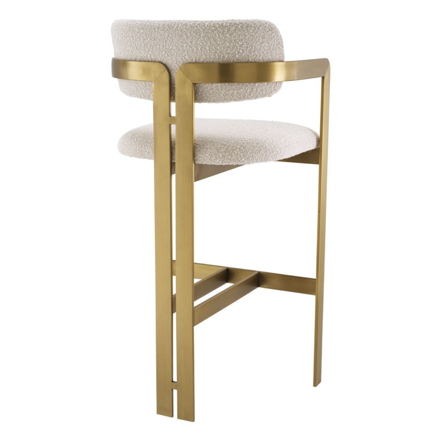 Cream bouclé Brass Base Swivel Chair