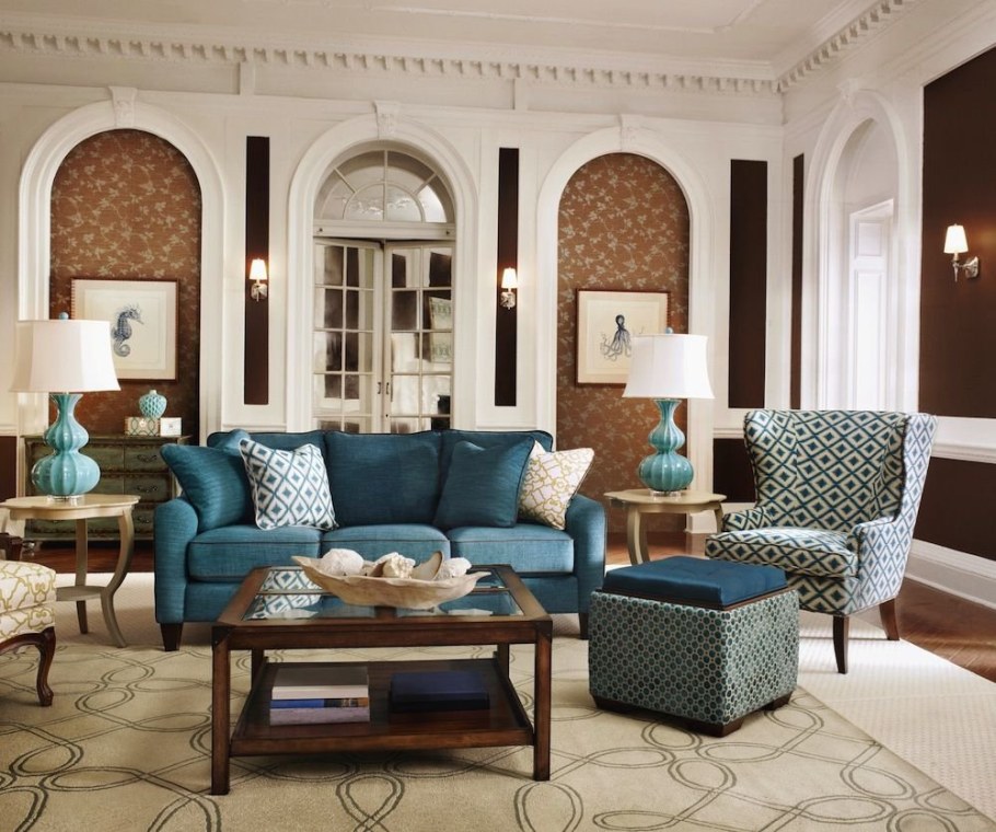 Гостиная в стиле бирюза
