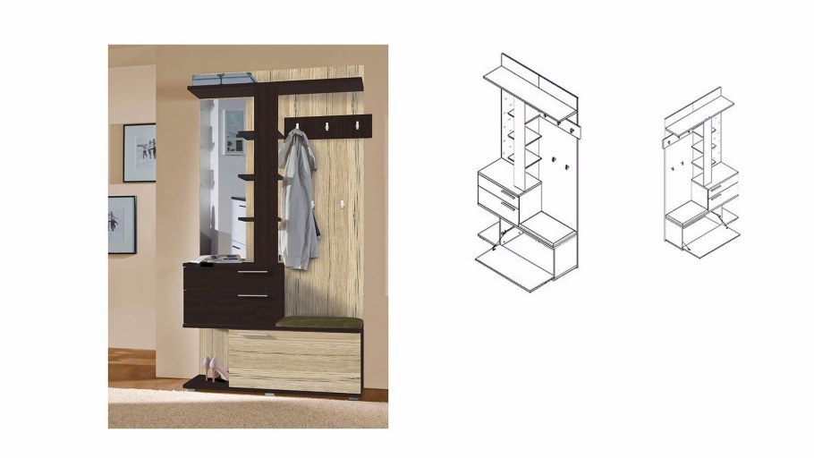 Прихожая Эйприл дуб/белый блеск