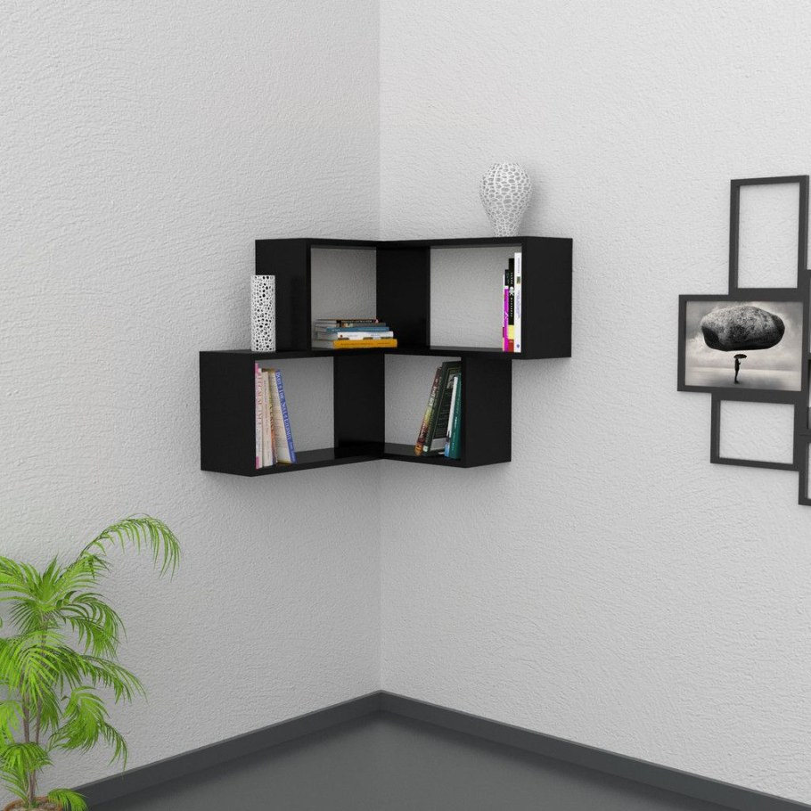 Угловая книжная полка на стену