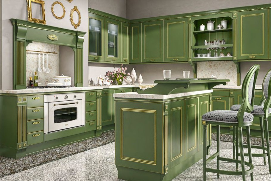 Кухни Неоклассика олива патина
