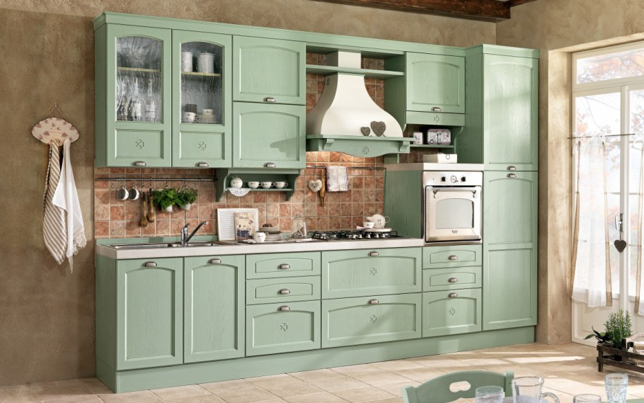 Кухня Изабелла зеленый ясень СТОЛЛАЙН