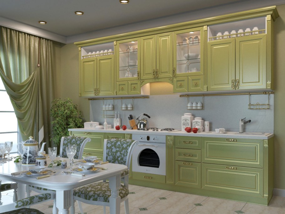 Кухни Неоклассика олива патина