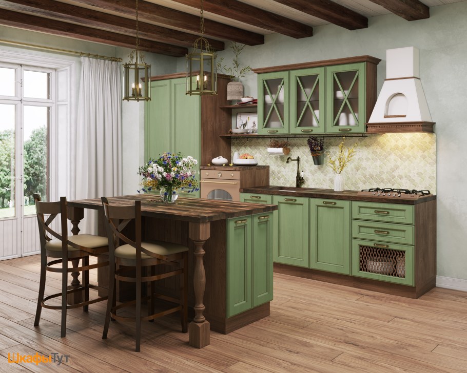 Кухня Прованс зеленая Лорен